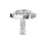 White gold Oval Halo Diamond Engagement Ring with Milgrain Band and Four-Prong Setting_59