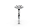 White gold Oval Halo Diamond Engagement Ring with Milgrain Pave Band and Four-Prong Setting_41