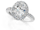 White gold Oval Halo Diamond Engagement Ring with Pavé Band and Four-Prong Setting_77