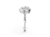 White gold Oval Halo Diamond Engagement Ring with Pavé Band and Four-Prong Setting_78