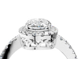 White gold Oval Halo Diamond Engagement Ring with Pavé Band and Four-Prong Setting_80