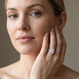 White gold Oval Halo Diamond Engagement Ring with Pave Band and Four-Prong Setting_7