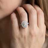 White gold Oval Halo Diamond Engagement Ring with Pave Band and Four-Prong Setting_8
