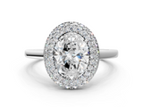 White gold Oval Halo Diamond Engagement Ring with Solitaire Band and Four-Prong Setting_20