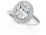 White gold Oval Halo Diamond Engagement Ring with Solitaire Band and Four-Prong Setting_21