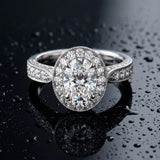 White gold Oval Halo Diamond Engagement Ring with Split Shank Band and Four-Prong Setting_21