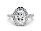 White gold Oval Halo Diamond Engagement Ring with Split Shank Band and Four-Prong Setting_6
