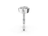 White gold Oval Halo Diamond Engagement Ring with Split Shank Band and Four-Prong Setting_8