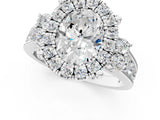 White gold Oval Halo Diamond Engagement Ring with Split Shank and Four-Prong Setting 1