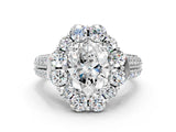 White gold Oval Halo Diamond Engagement Ring with Split Shank and Prong Setting_66