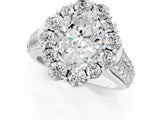 White gold Oval Halo Diamond Engagement Ring with Split Shank and Prong Setting_67