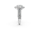 White gold Oval Halo Diamond Engagement Ring with Split Shank and Prong Setting_68