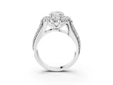 White gold Oval Halo Diamond Engagement Ring with Split Shank and Prong Setting_69