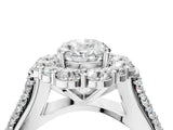 White gold Oval Halo Diamond Engagement Ring with Split Shank and Prong Setting_70