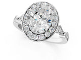 White gold Oval Halo Diamond Engagement Ring with Twisted Band and Four-Prong Setting 1