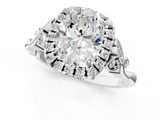 White gold Oval Halo Diamond Engagement Ring with Vintage-Inspired Band and Four-Prong Setting_4