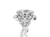 White gold Oval Halo Diamond Engagement Ring with Vintage-Inspired Band and Four-Prong Setting_8