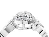 White gold Oval Halo Diamond Floral Band with Four-Prong Setting_117