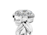 White gold Oval Halo Diamond Floral Band with Four-Prong Setting_118