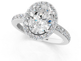 White gold Oval Halo Diamond Pavé Band Ring with Prong Setting_21