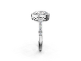 White gold Oval Halo Diamond Pavé Band Ring with Prong Setting_22
