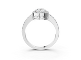 White gold Oval Halo Diamond Pavé Band Ring with Prong Setting_23