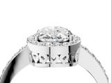 White gold Oval Halo Diamond Pavé Band Ring with Prong Setting_24