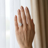 White gold Oval Halo Diamond Pave Band Ring with Four-Prong Setting_12