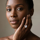 White gold Oval Halo Diamond Pave Band Ring with Four-Prong Setting_13