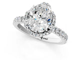White gold Oval Halo Diamond Pave Band Ring with Four-Prong Setting_35