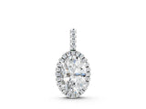 White gold Oval Halo Diamond Pendant with Prong Setting_10