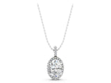 White gold Oval Halo Diamond Pendant with Prong Setting_7