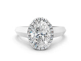 White gold Oval Halo Diamond Ring with Cathedral Band and Four-Prong Setting_80
