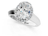 White gold Oval Halo Diamond Ring with Cathedral Band and Four-Prong Setting_81