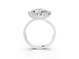 White gold Oval Halo Diamond Ring with Milgrain Edge and Round Prong Setting_47