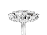 White gold Oval Halo Diamond Ring with Milgrain Edge and Round Prong Setting_49
