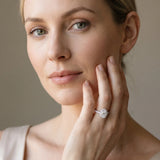White gold Oval Halo Diamond Ring with Pavé Band and Four-Prong Setting_7