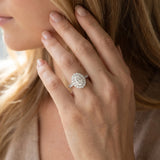 White gold Oval Halo Diamond Ring with Pavé Band and Four-Prong Setting_8