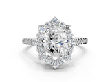 White gold Oval Halo Diamond Ring with Pavé Band and Prong Setting_78