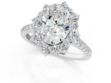 White gold Oval Halo Diamond Ring with Pavé Band and Prong Setting_79