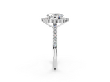 White gold Oval Halo Diamond Ring with Pavé Band and Prong Setting_81