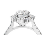 White gold Oval Halo Diamond Ring with Pavé Band and Prong Setting_83
