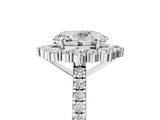White gold Oval Halo Diamond Ring with Pavé Band and Prong Setting_83