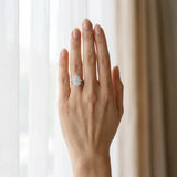 White gold Oval Halo Diamond Ring with Pavé Band and Prong Setting_87