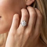 White gold Oval Halo Diamond Ring with Round Cluster Setting, Solitaire Band, and Four-Prong Setting_14