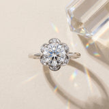 White gold Oval Halo Diamond Ring with Round Cluster Setting, Solitaire Band, and Four-Prong Setting_15