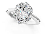 White gold Oval Halo Diamond Ring with Round Cluster Setting, Solitaire Band, and Four-Prong Setting_68