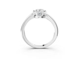 White gold Oval Halo Diamond Ring with Round Cluster Setting, Solitaire Band, and Four-Prong Setting_70