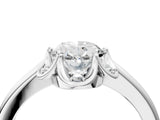 White gold Oval Halo Diamond Ring with Round Cluster Setting, Solitaire Band, and Four-Prong Setting_71