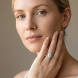 14K White Gold 1.85 Carat D VS2 Oval Halo Diamond Ring with Scalloped Band and Four-Prong Setting